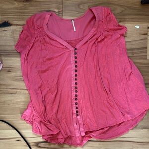 Free People Women's Pink Button-Down Top